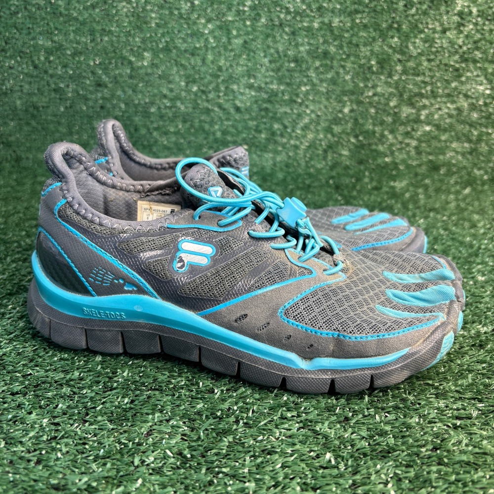 Fila Skele-Toes 2.0 Bungee Lace Minimalist Training Sneaker Grey Blue Womens 6